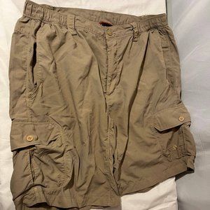 The North Face Cargo Shorts Mens Large Brown Casual Pleated Embroidered Logo